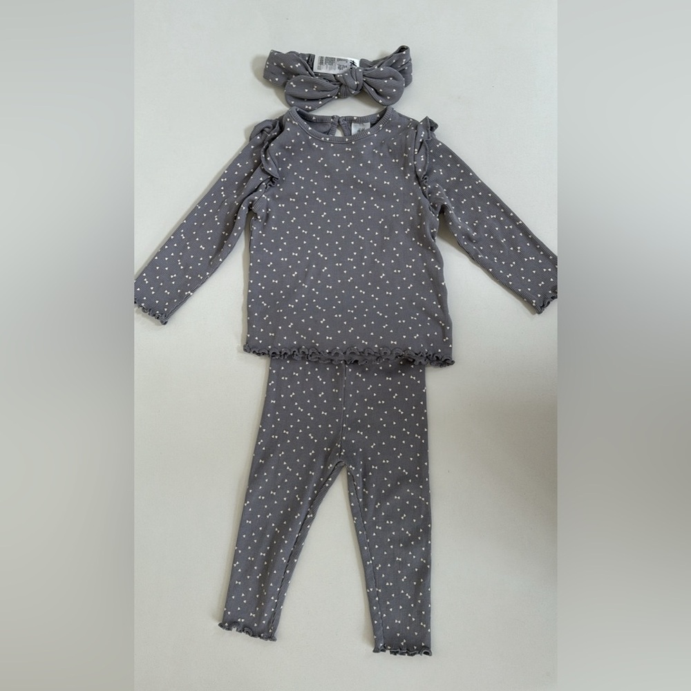 H&M 3 piece gray ribbed set